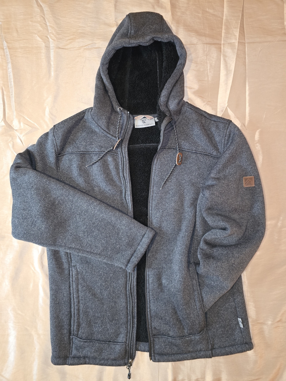 Rugged Elements Heather Gray Sherpa-Lined Hoodie Jacket